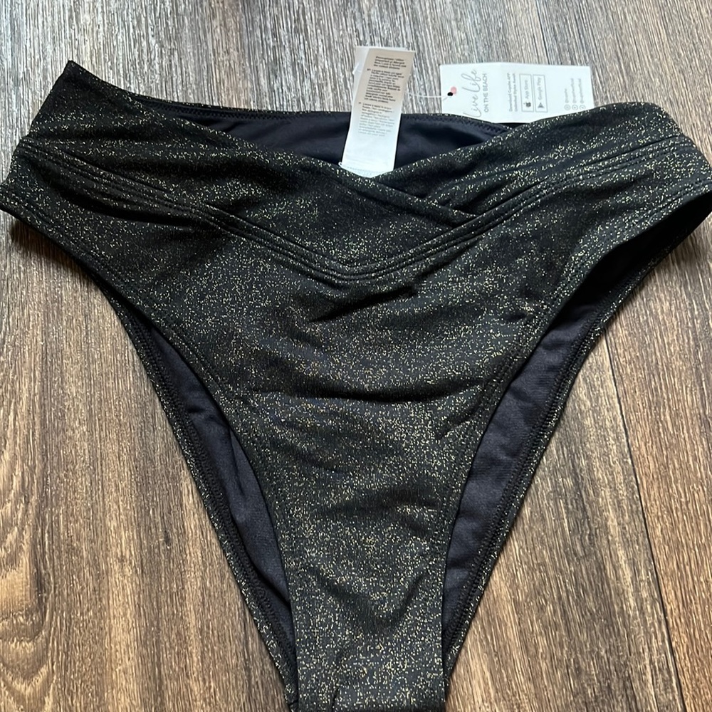 X Vanessa Sparking Lurex Cheeky Bikini Bottom- Cupshe